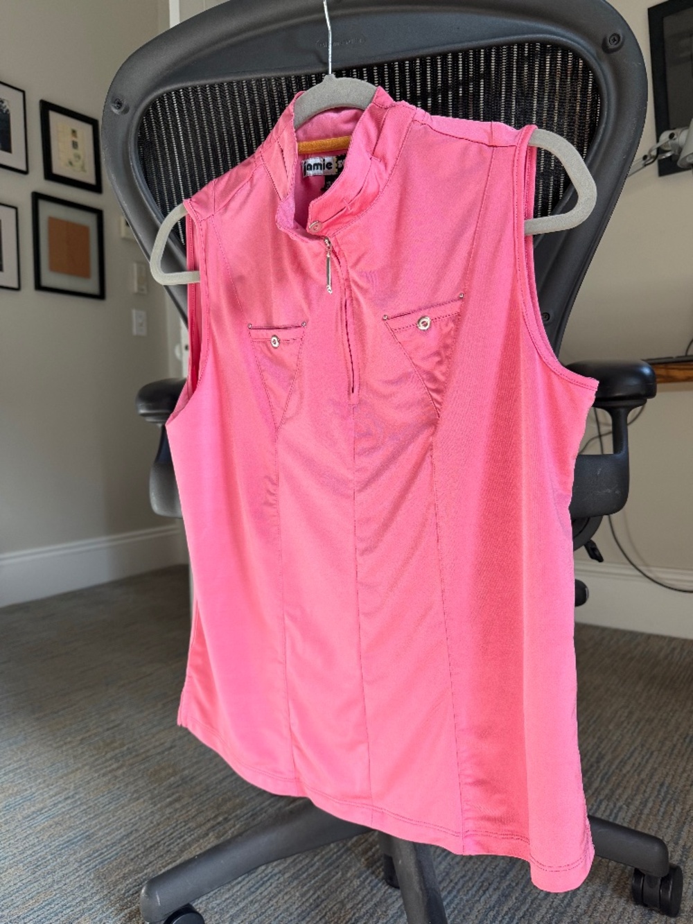 Jamie Sadock Golf Shirt Pink Size L sleeveless
